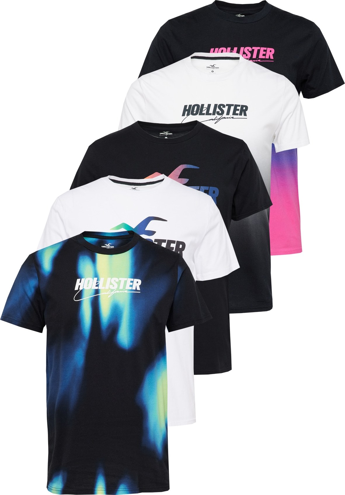 Tričko Hollister fialkově modrá / fuchsiová / černá / bílá
