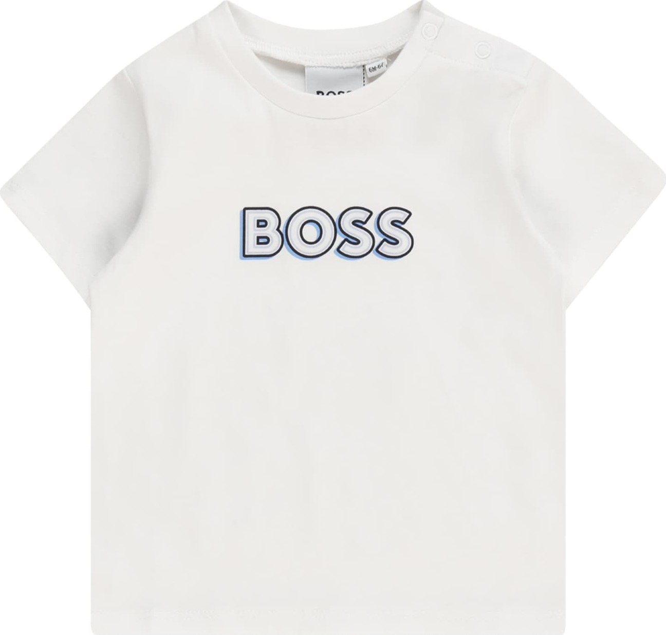 Tričko BOSS Kidswear modrá / bílá