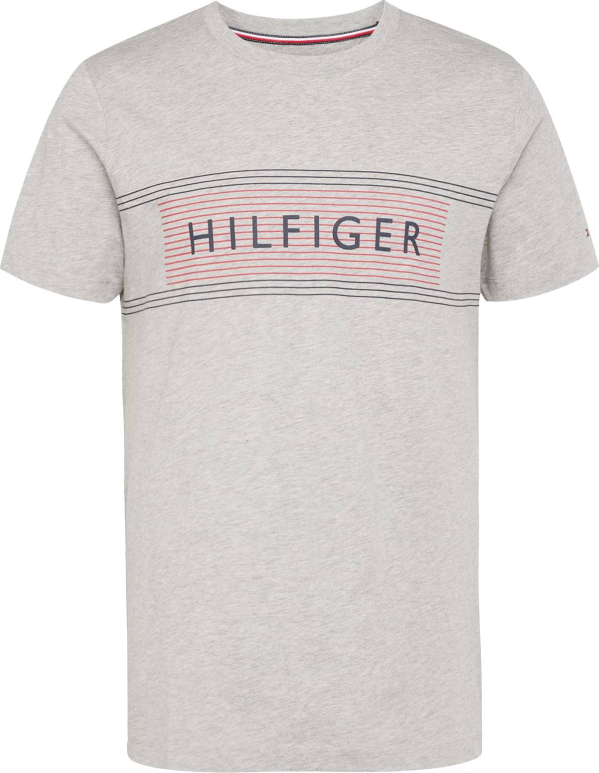 Tričko Tommy Hilfiger šedý melír / červená / černá