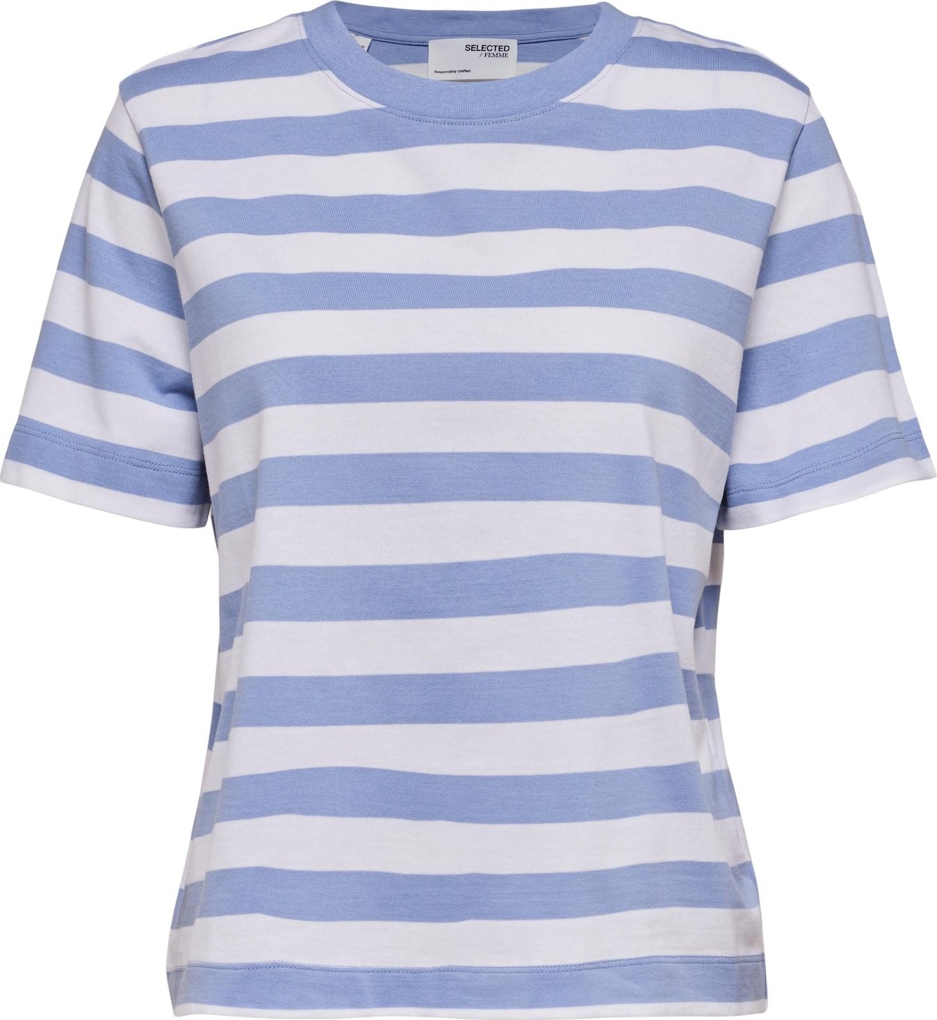 Tričko Selected Femme kouřově modrá / bílá