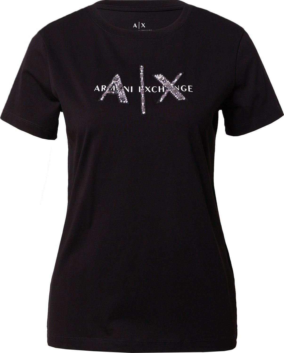 Tričko Armani Exchange černá / stříbrná / bílá