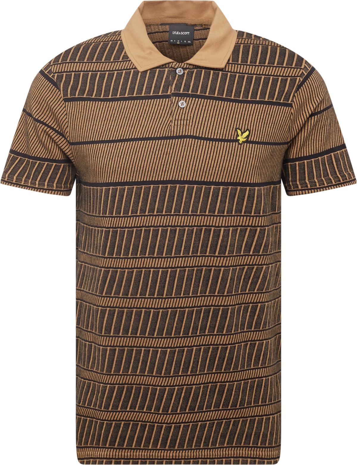 Tričko 'Grid' Lyle & Scott velbloudí / tmavě hnědá / žlutá