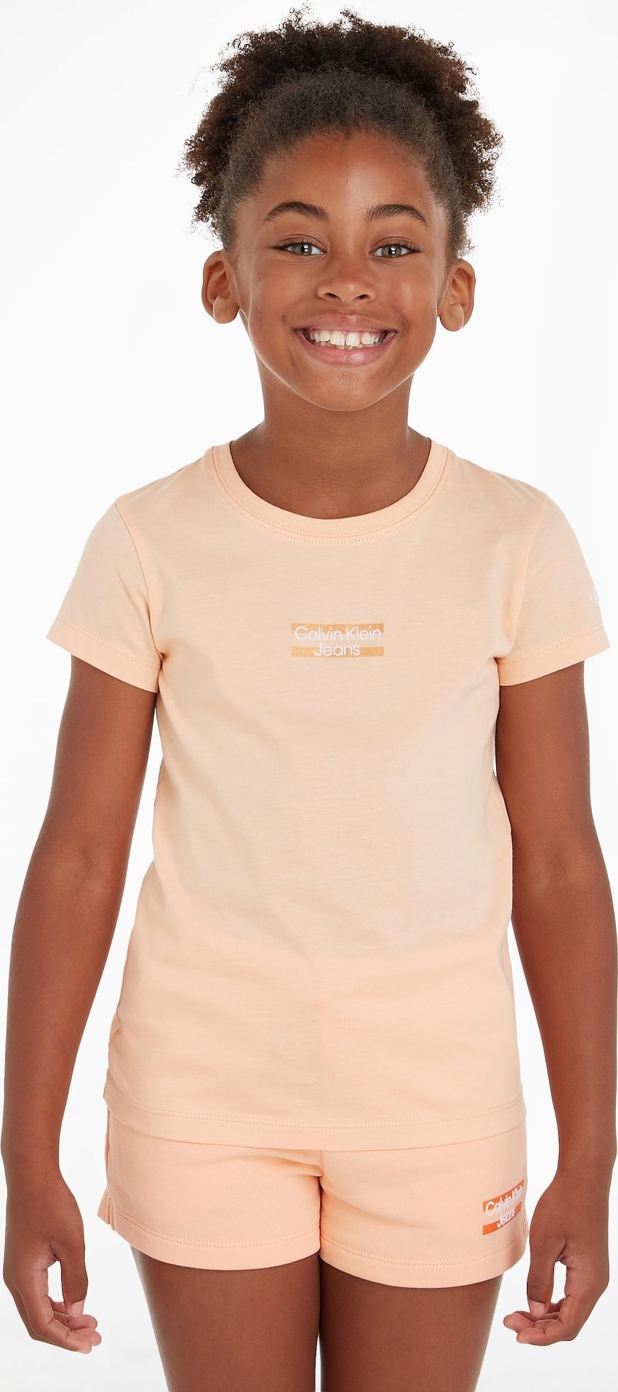 Tričko 'HERO' Calvin Klein oranžová / broskvová / bílá