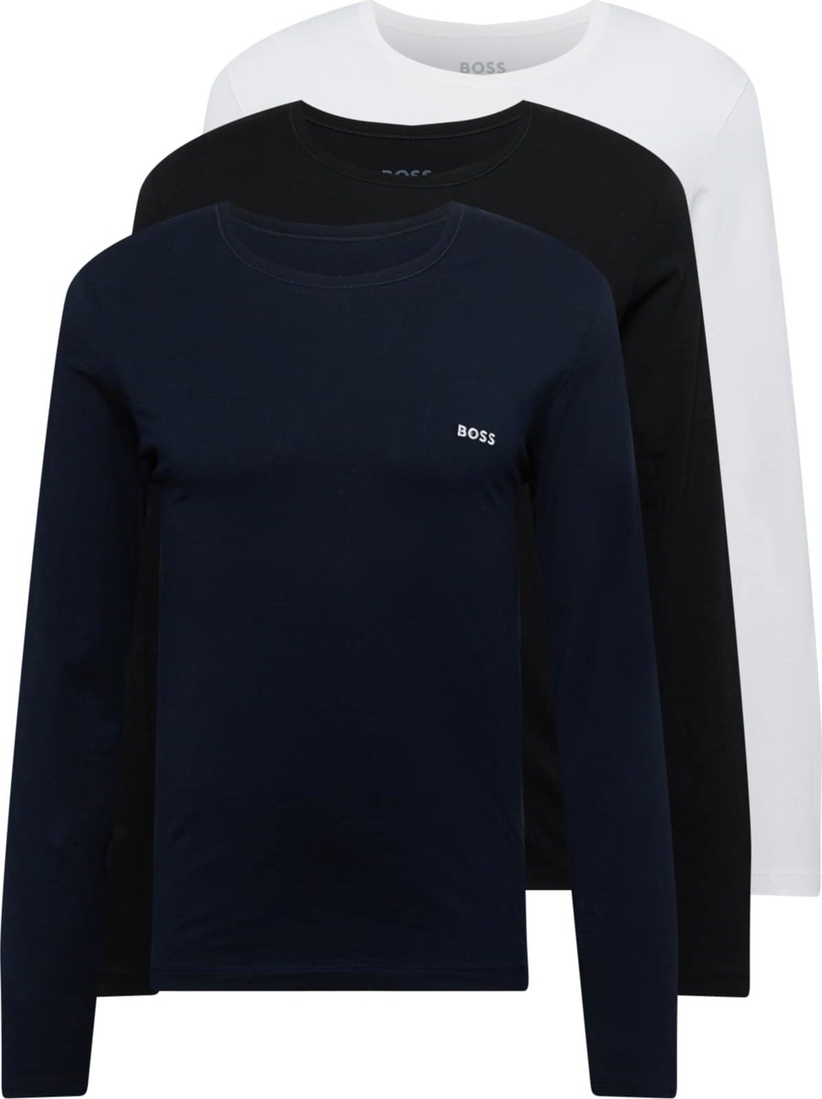 Tričko 'LSShirtRN 3P Classic' BOSS Black námořnická modř / černá / bílá