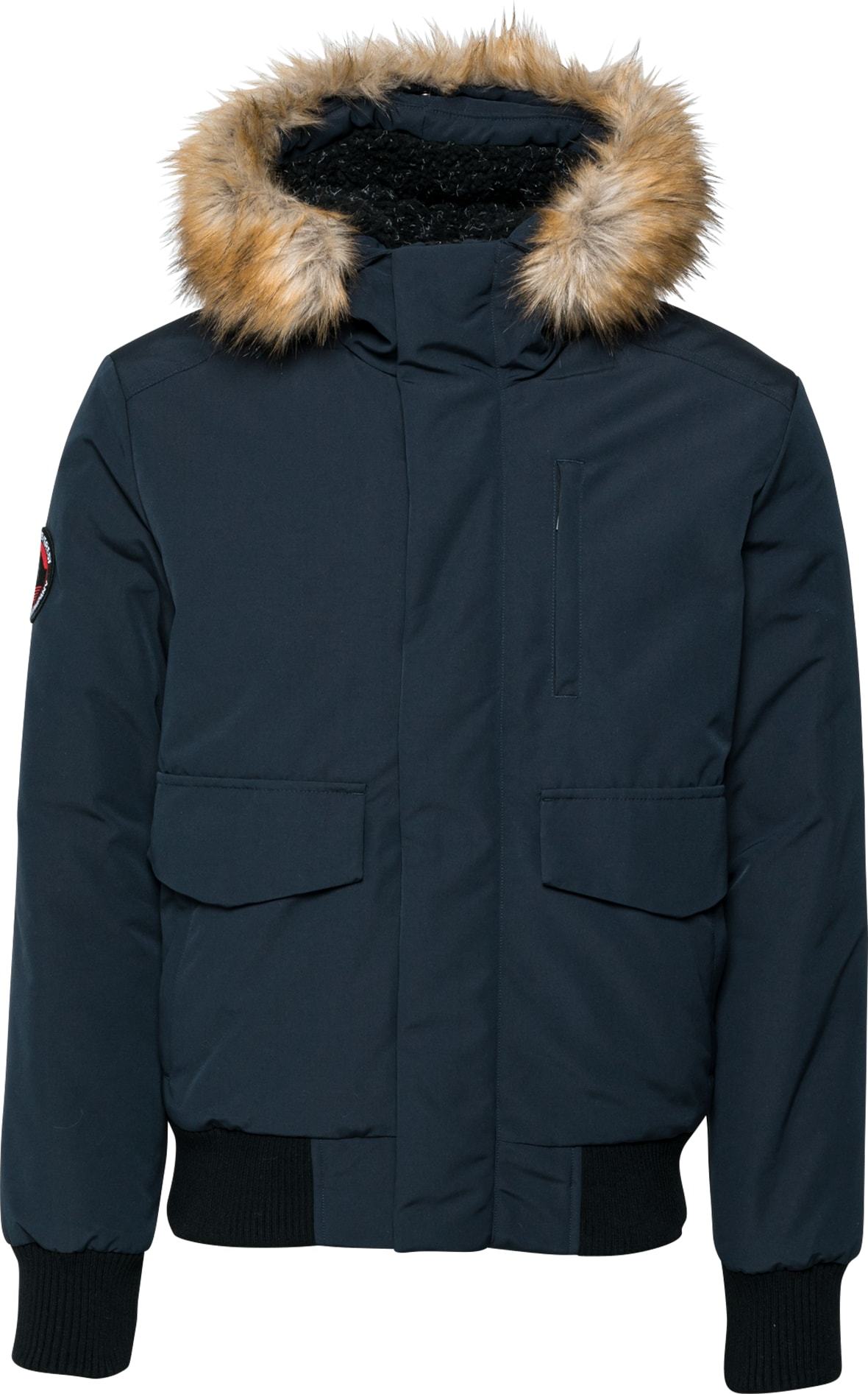 Přechodná bunda 'Everest' Superdry noční modrá / světle hnědá