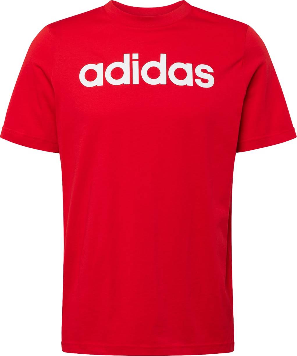 Funkční tričko 'Essentials Linear Embroidered Logo' ADIDAS SPORTSWEAR červená / bílá