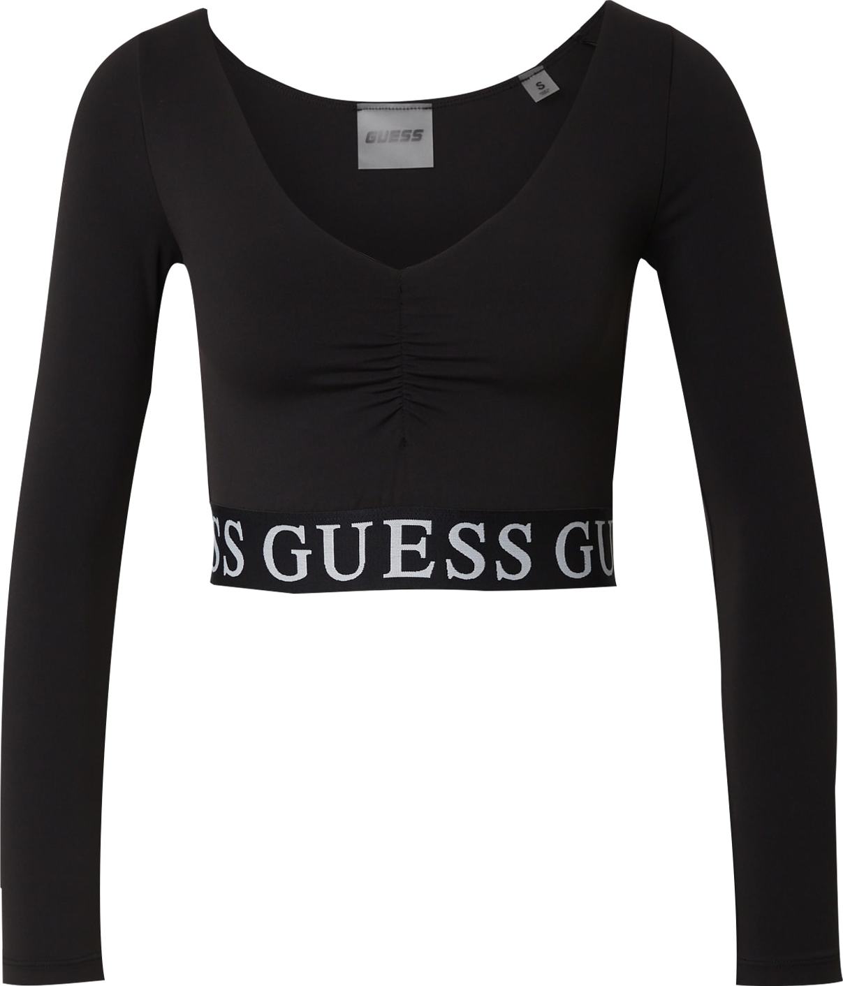Funkční tričko 'Kiran' Guess černá / bílá