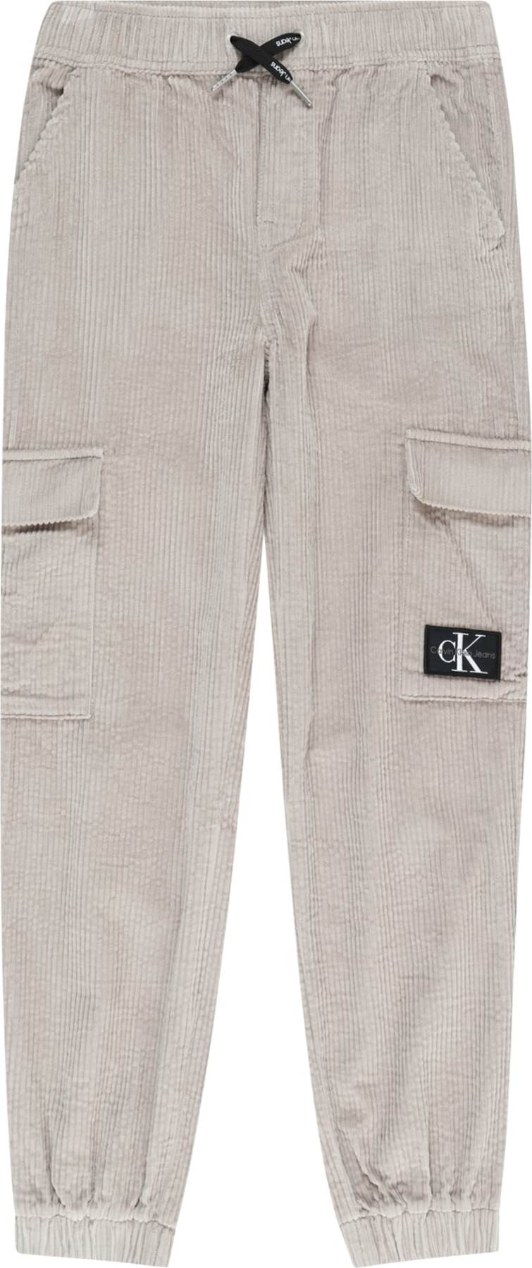 Kalhoty Calvin Klein Jeans světle šedá / černá / bílá