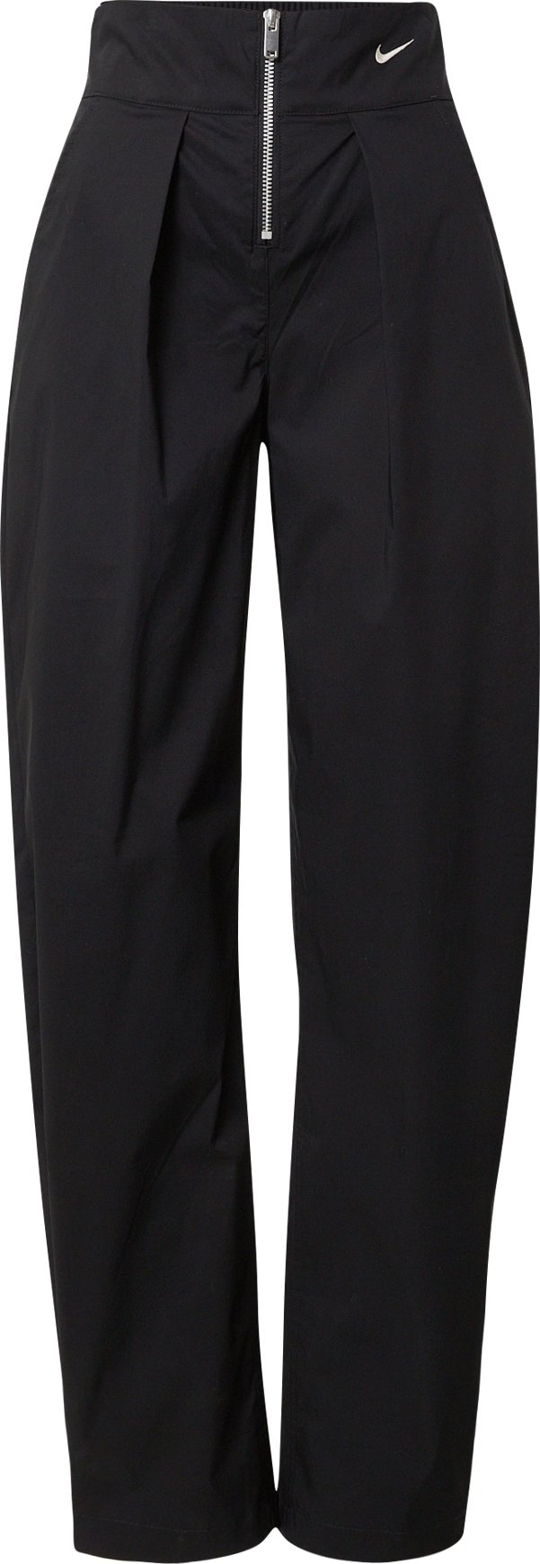 Kalhoty se sklady v pase Nike Sportswear černá / bílá