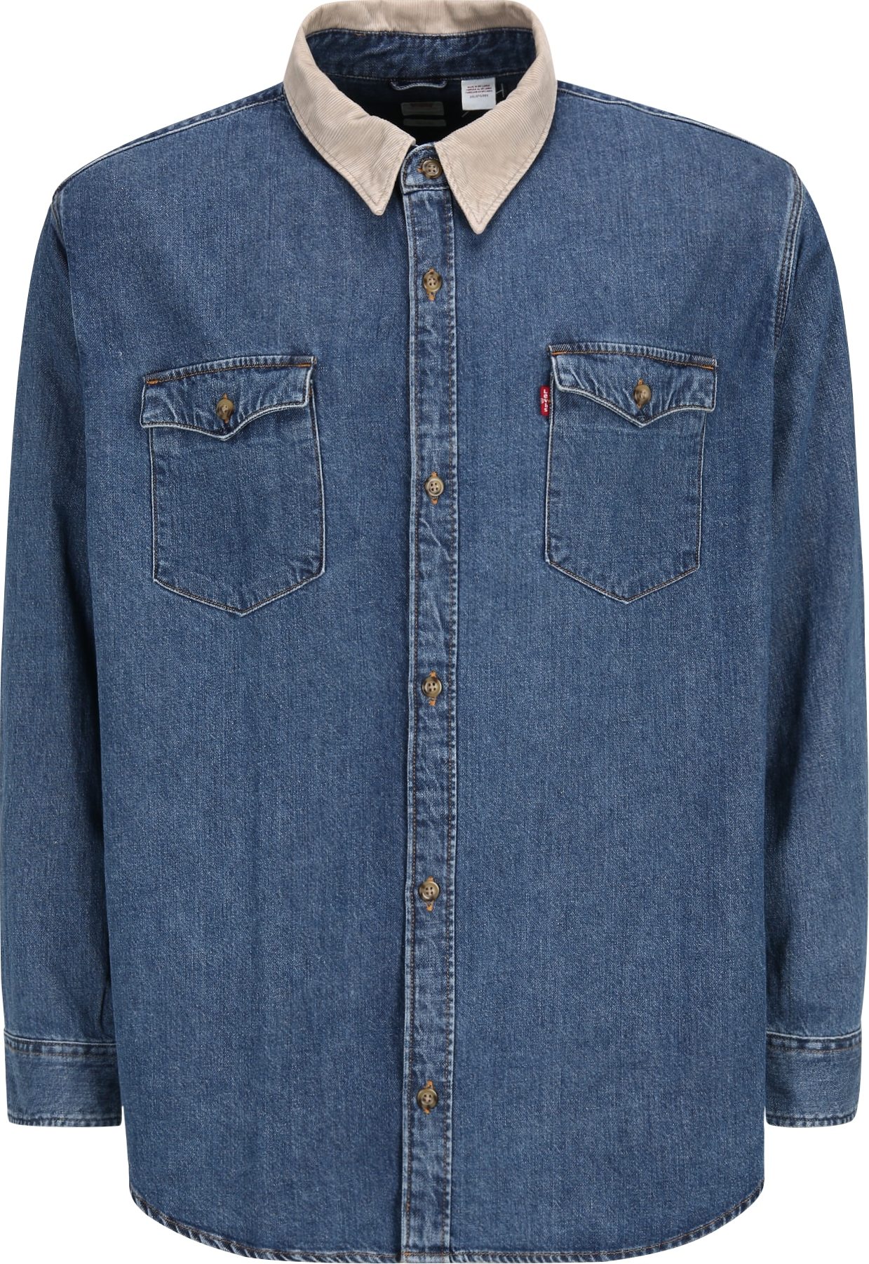 Košile 'BIG RELAXED FIT WESTERN MED INDIGO - FLAT FINISH' Levi's® Big & Tall světle béžová / modrá džínovina