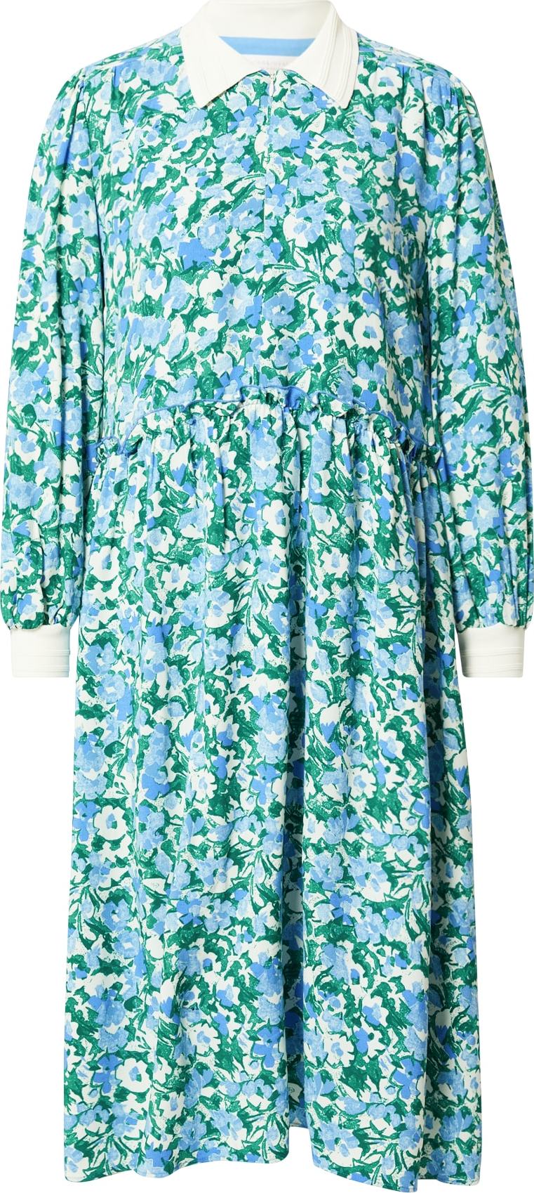 Košilové šaty Rich & Royal nebeská modř / světlemodrá / zelená / bílá