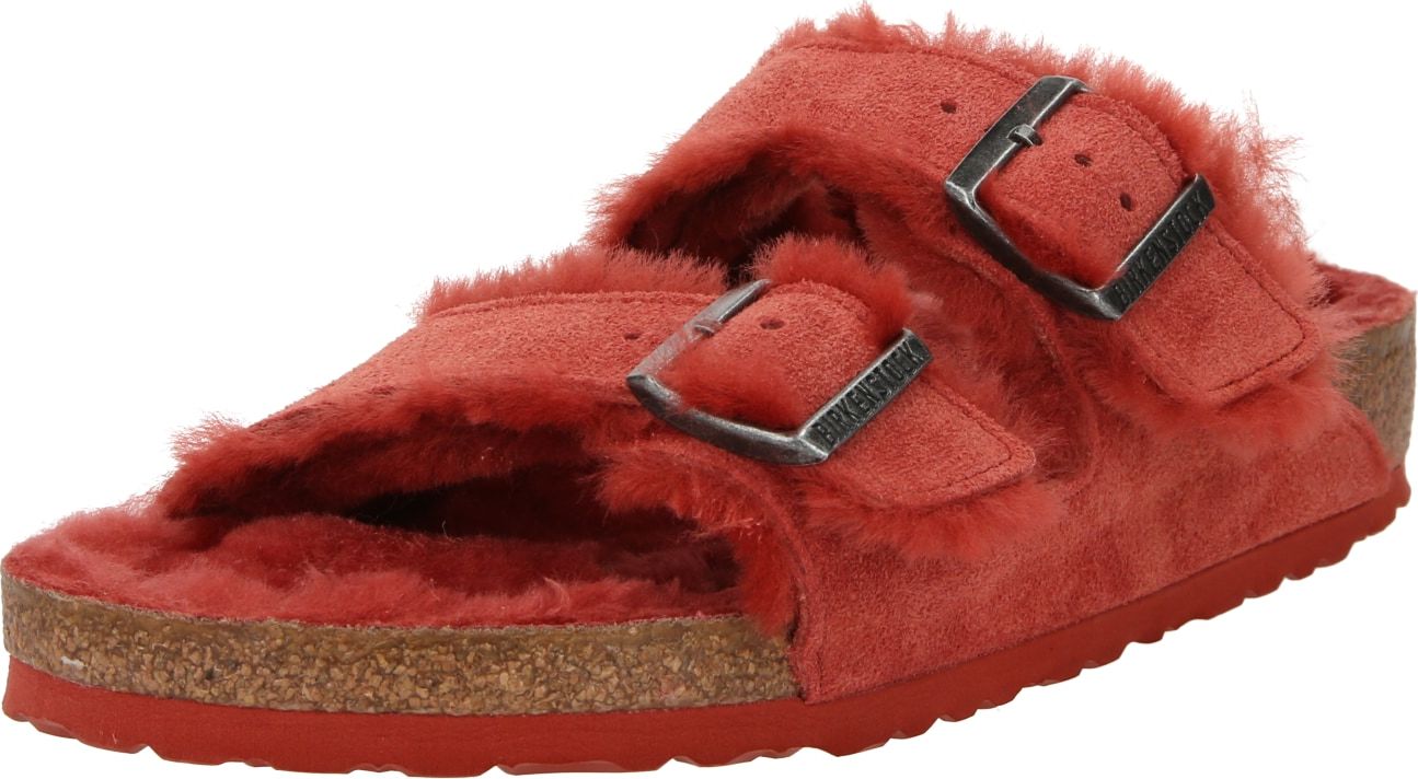 Pantofle 'Arizona Shearling' Birkenstock rezavě červená