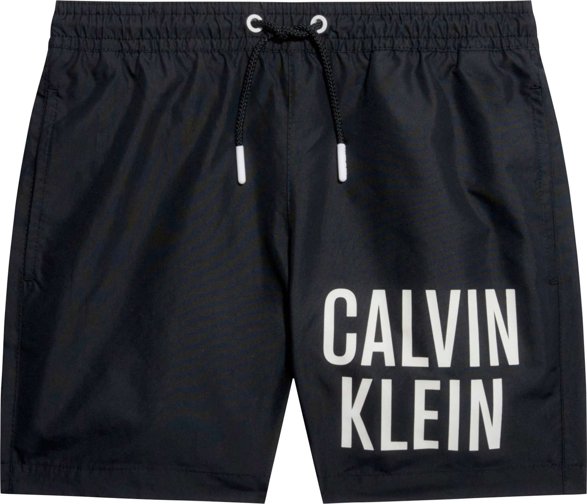Plavecké šortky 'Intense Power' Calvin Klein Swimwear černá / bílá
