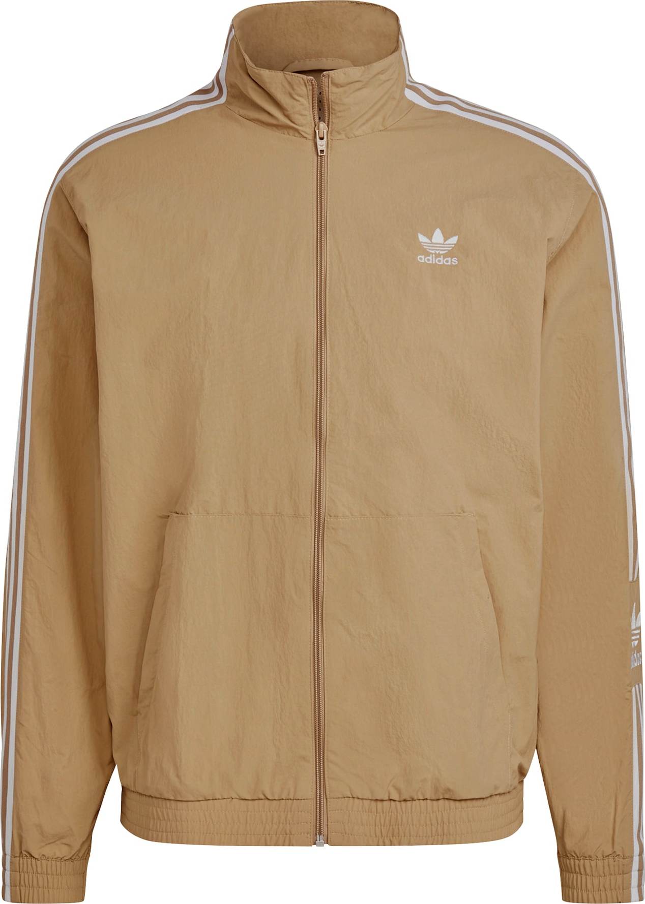 Přechodná bunda adidas Originals starobéžová / bílá