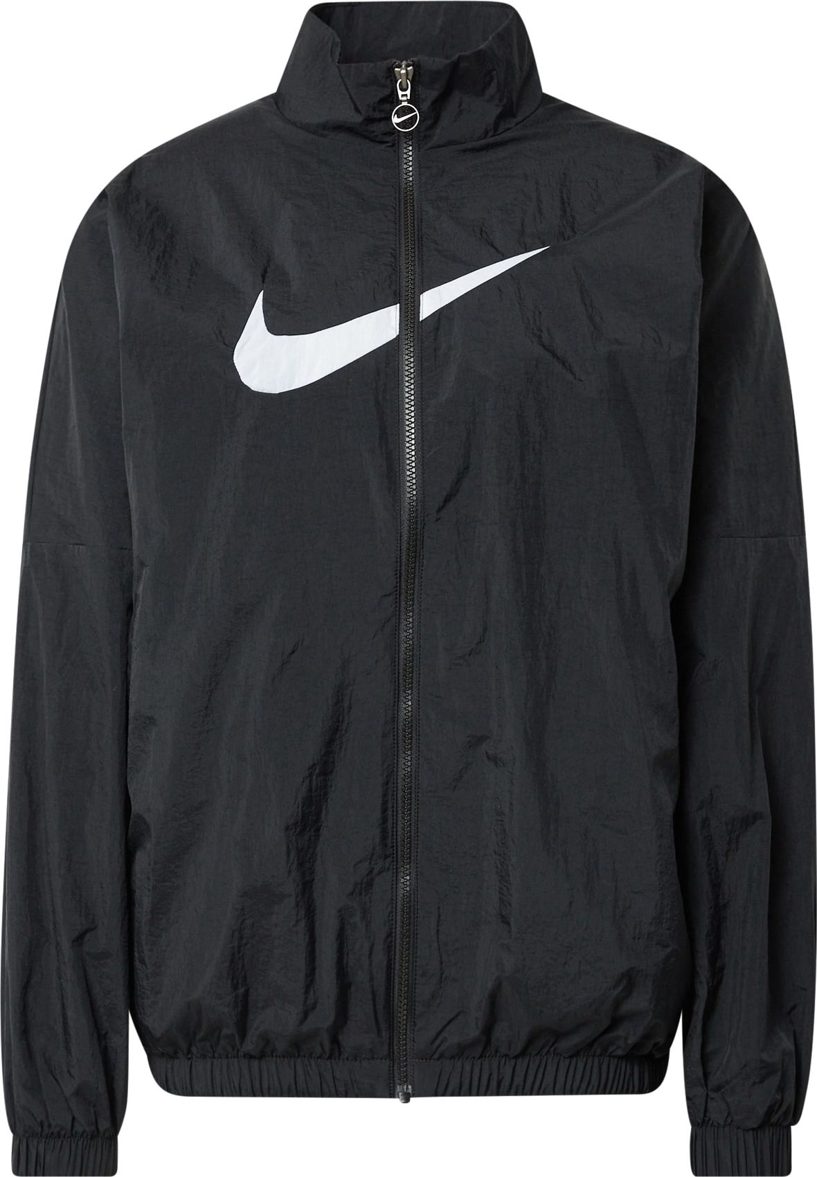 Přechodná bunda Nike Sportswear černá / bílá