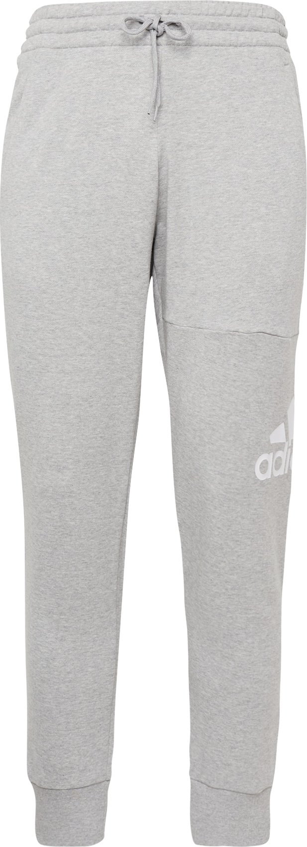 Sportovní kalhoty 'Essentials French Terry Tapered Cuff Logo' ADIDAS SPORTSWEAR šedý melír / bílá