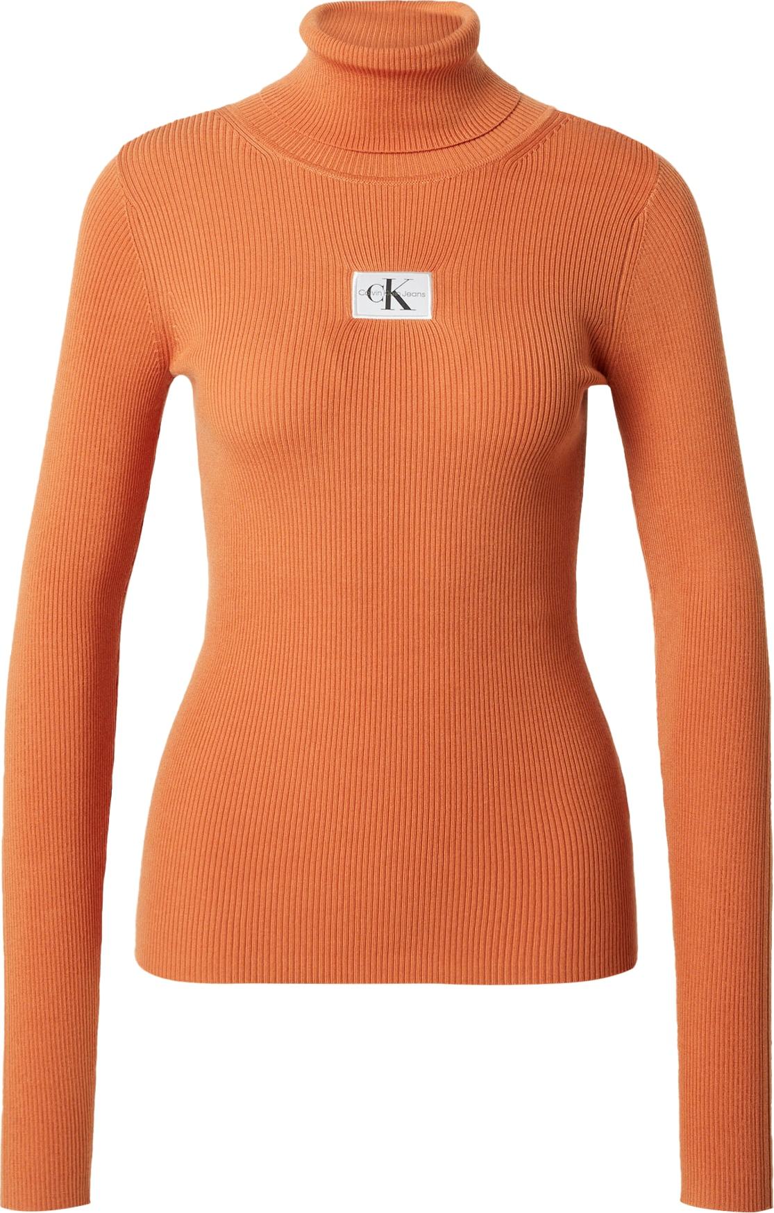 Svetr Calvin Klein Jeans oranžová / černá / bílá