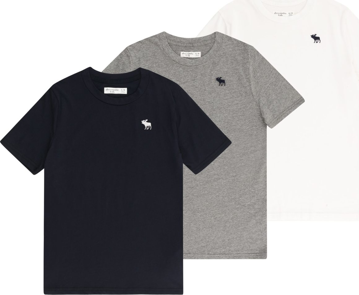 Tričko Abercrombie & Fitch šedý melír / černá / bílá