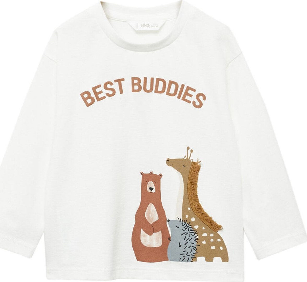 Tričko 'BUDDIES' Mango Kids hnědá / šedá / černá / offwhite