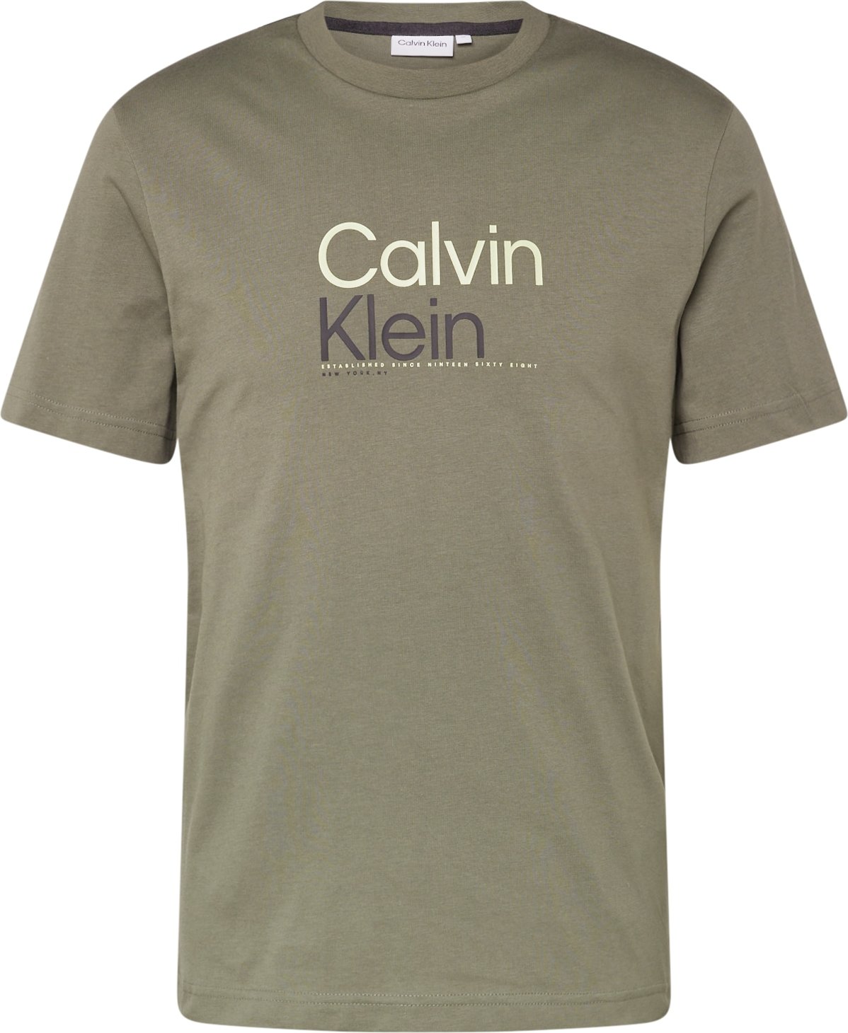 Tričko Calvin Klein khaki / černá / bílá