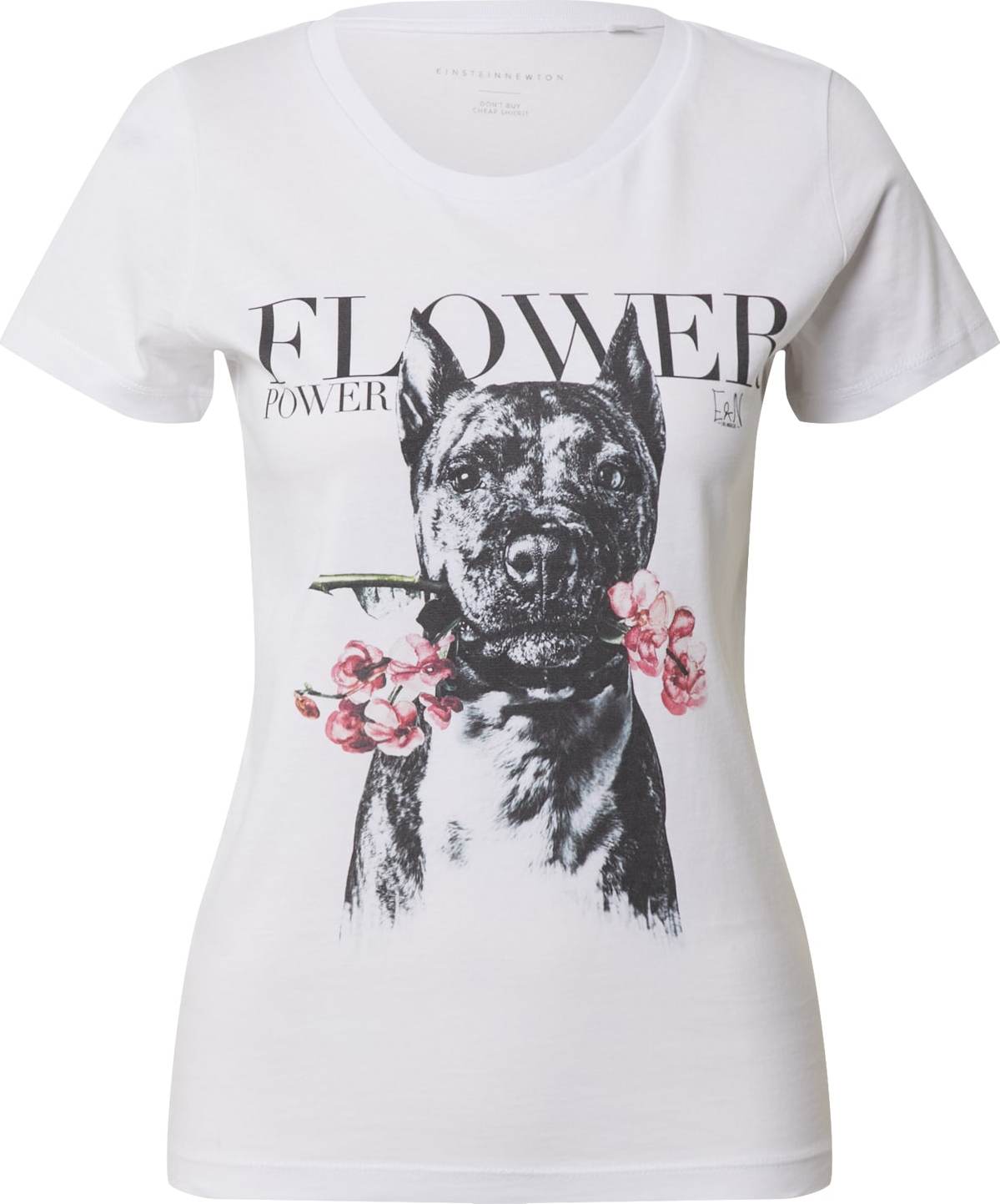 Tričko 'Flower Dog' einstein & newton růžová / černá / bílá