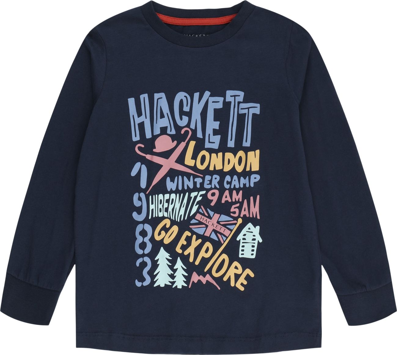 Tričko Hackett London námořnická modř / světlemodrá / žlutá / pastelově růžová