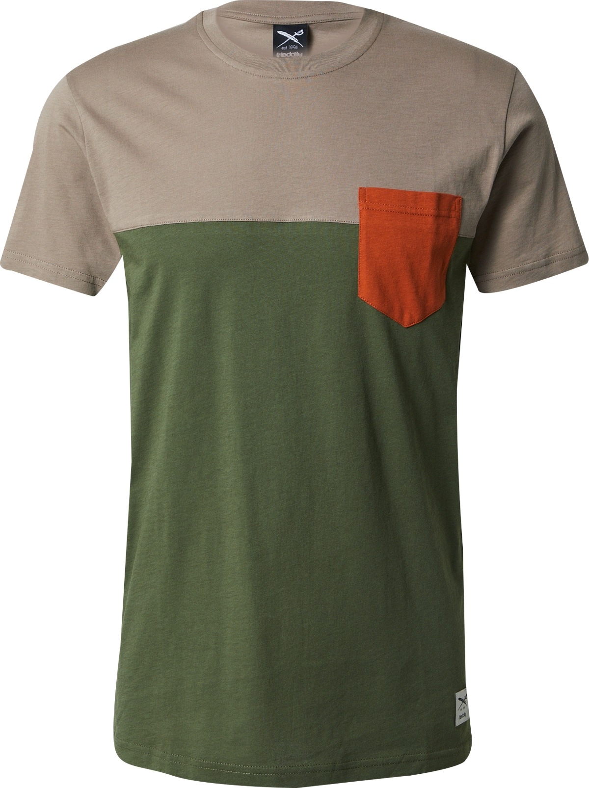 Tričko Iriedaily tmavě béžová / tmavě zelená / tmavě oranžová / bílá