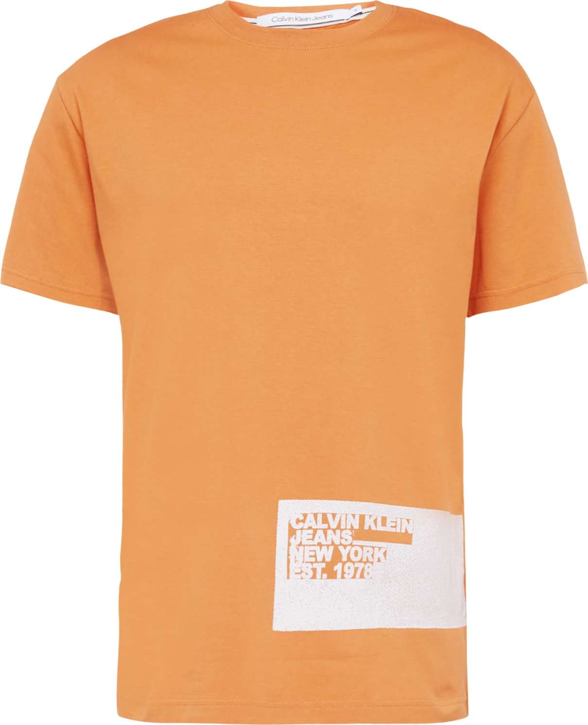 Tričko 'STENCIL' Calvin Klein Jeans oranžová / bílá