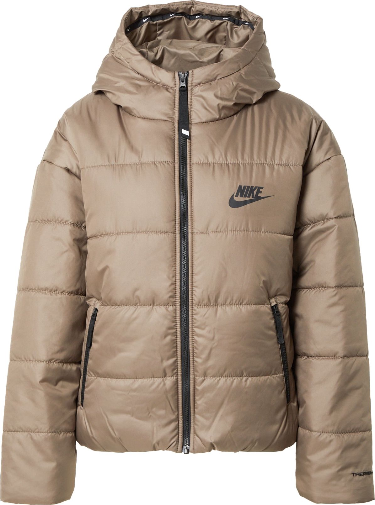 Zimní bunda Nike Sportswear světle hnědá / černá