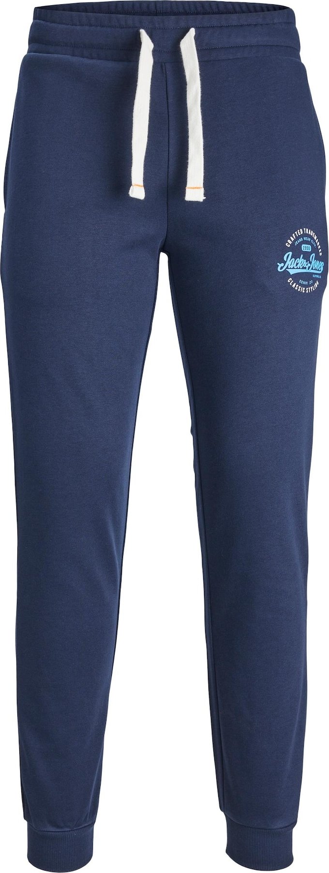 Kalhoty 'GORDON MIKK' jack & jones námořnická modř / světlemodrá / bílá