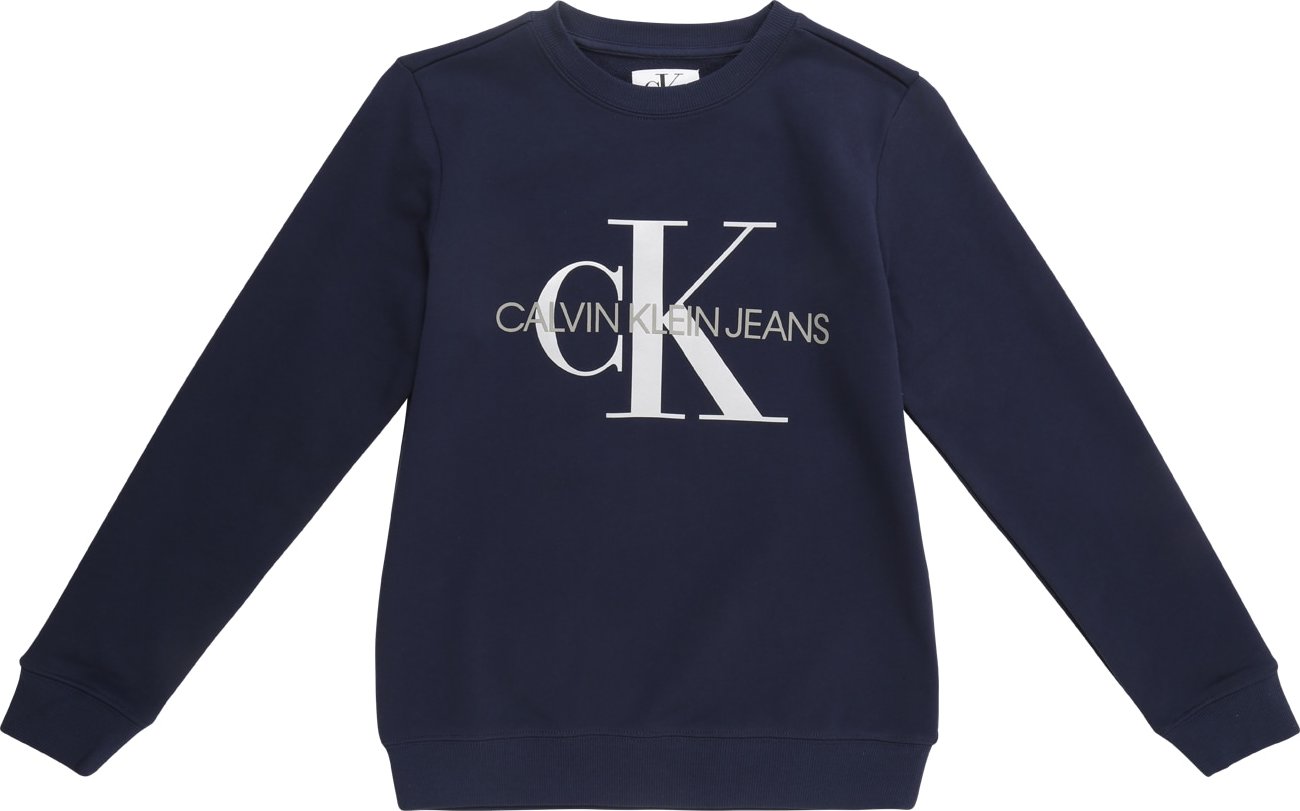 Mikina Calvin Klein Jeans tmavě modrá / šedá / bílá