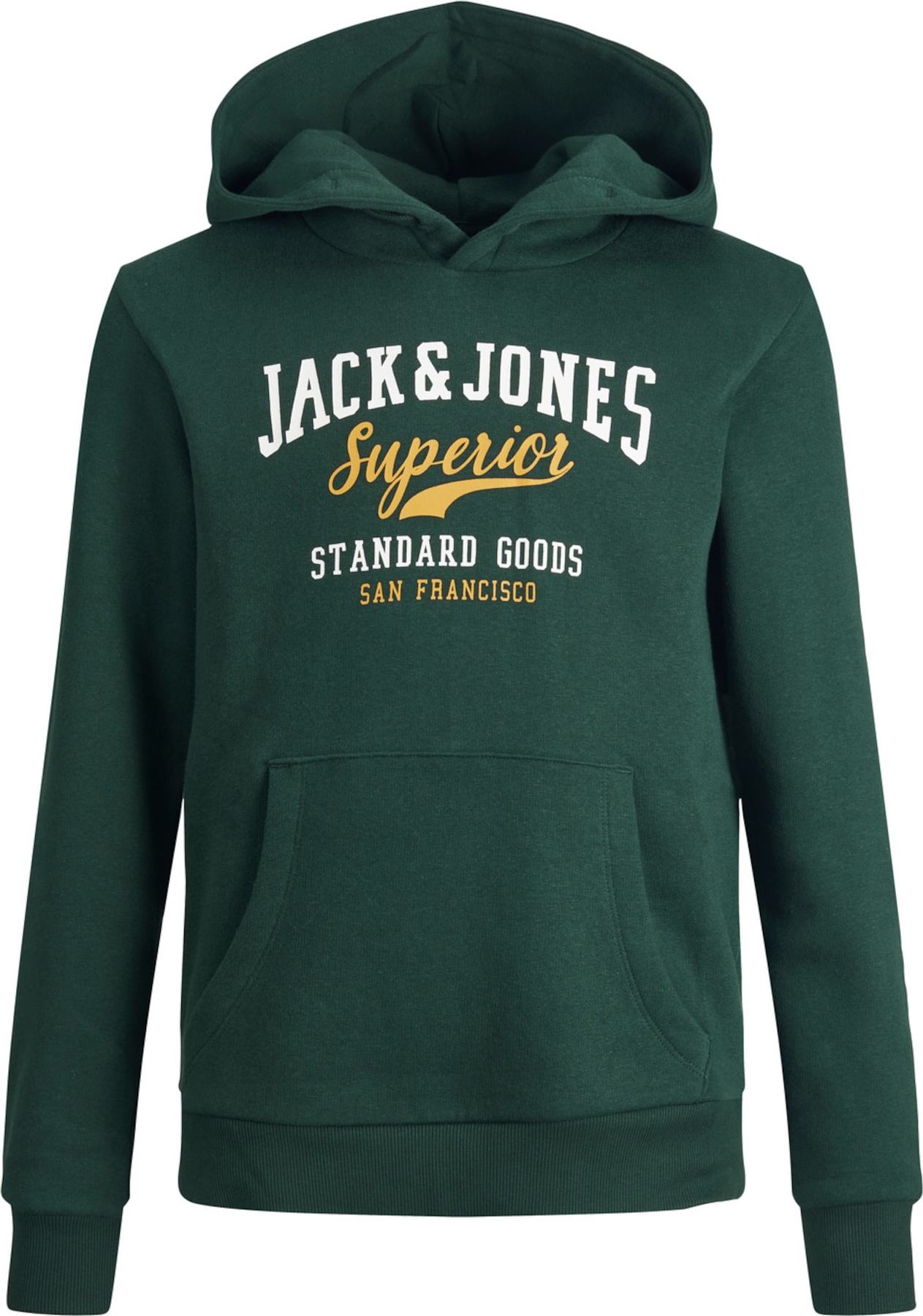 Mikina Jack & Jones Junior limone / smaragdová / bílá