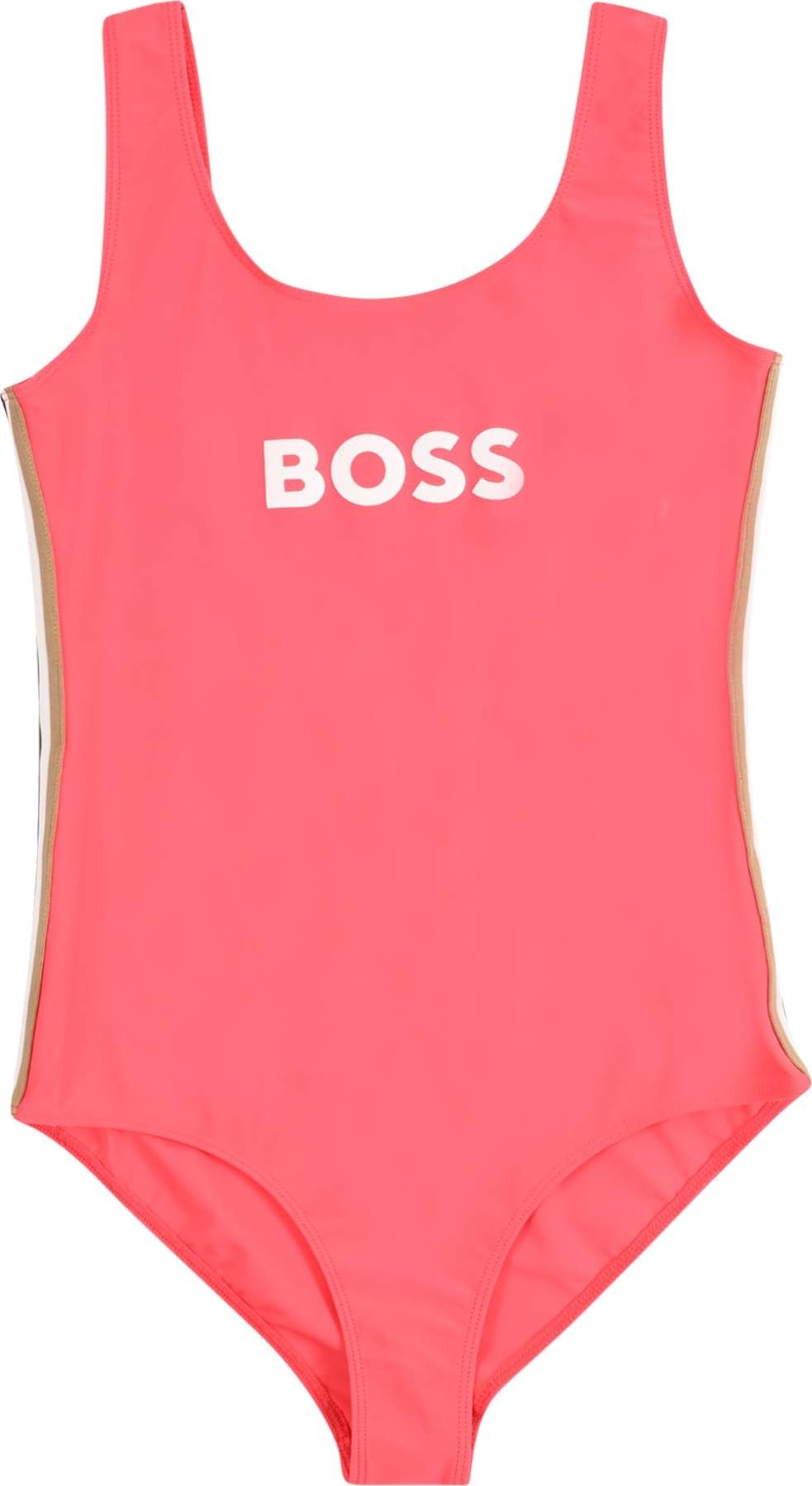 Plavky BOSS Kidswear melounová / bílá