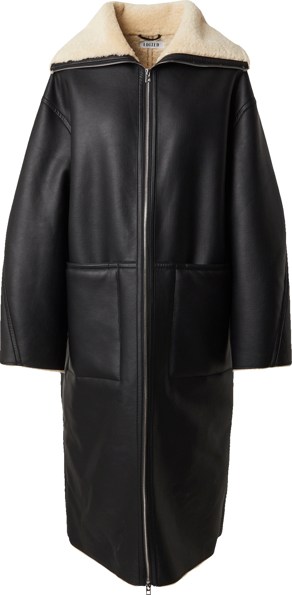 Přechodný kabát 'Chelsea' EDITED černá / barva bílé vlny