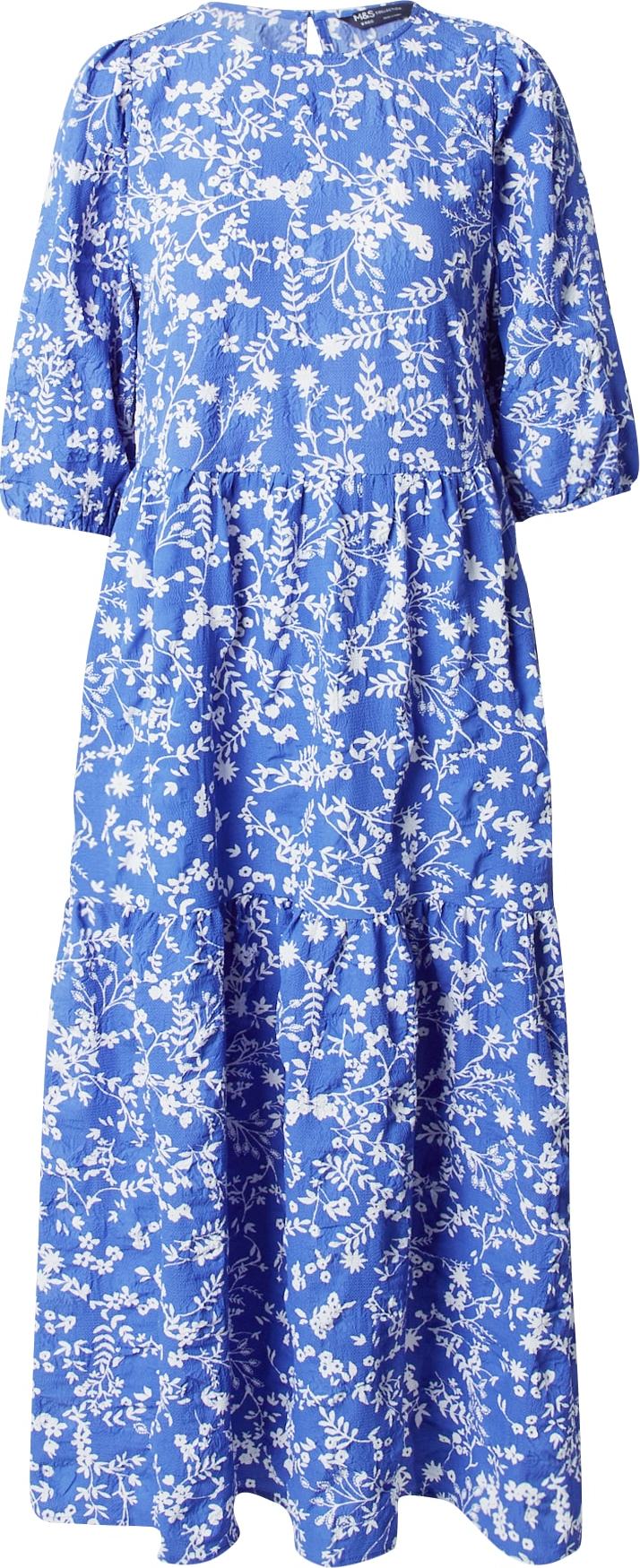 Šaty Marks & Spencer modrá / bílá