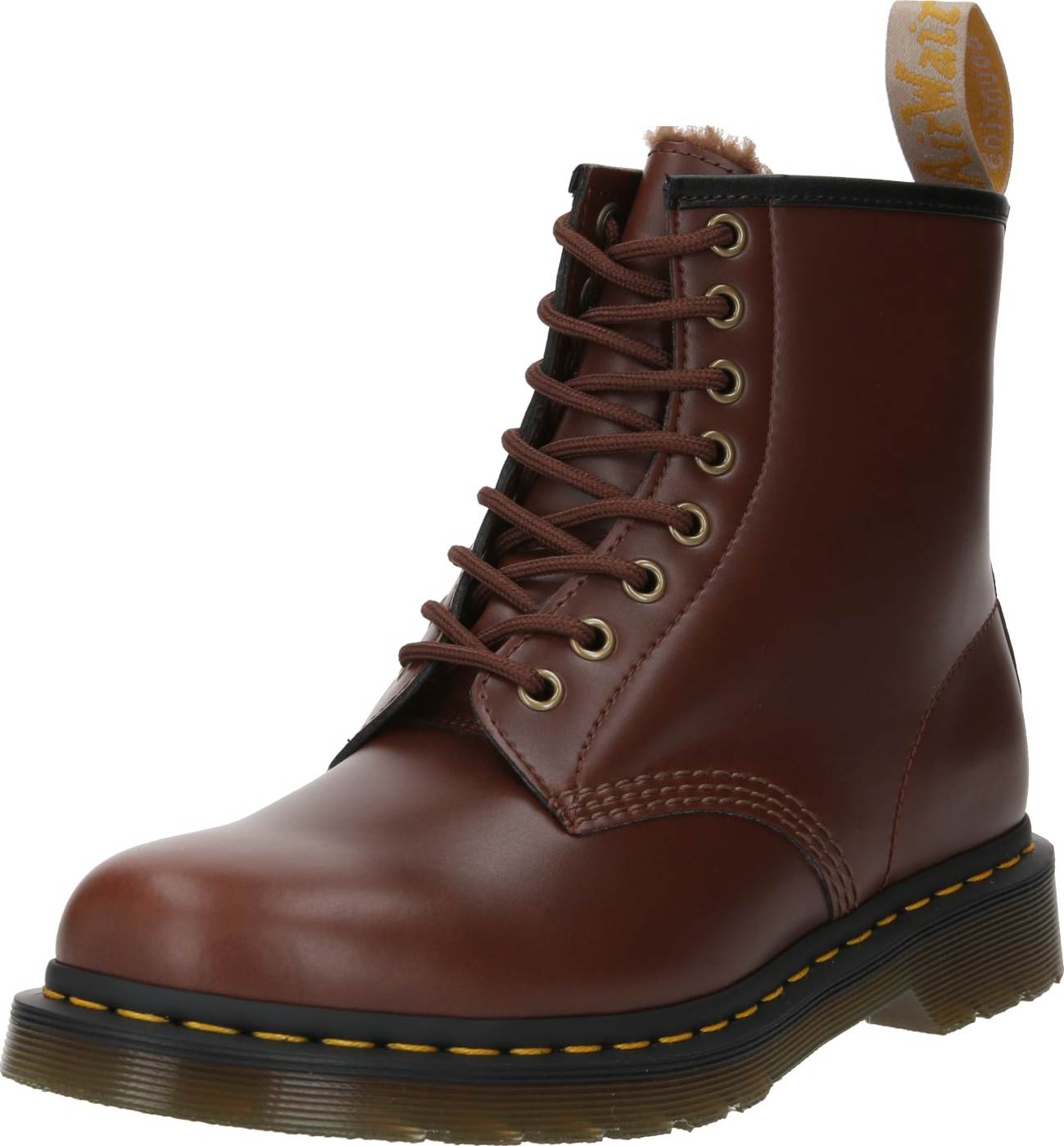 Šněrovací kozačky 'Vegan 1460' Dr. Martens béžová / hnědá / žlutá