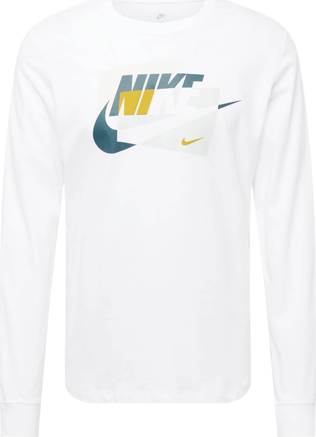 Tričko 'CONNECT' Nike Sportswear hořčicová / světle šedá / petrolejová / bílá