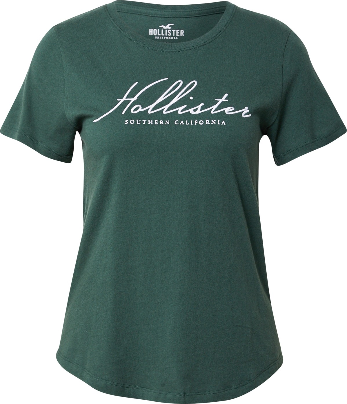 Tričko Hollister smaragdová / bílá