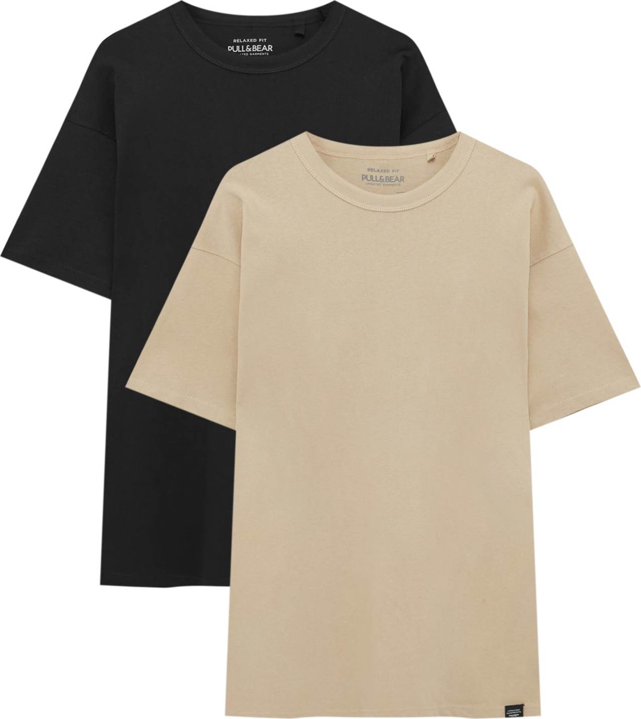 Tričko Pull&Bear béžová / černá