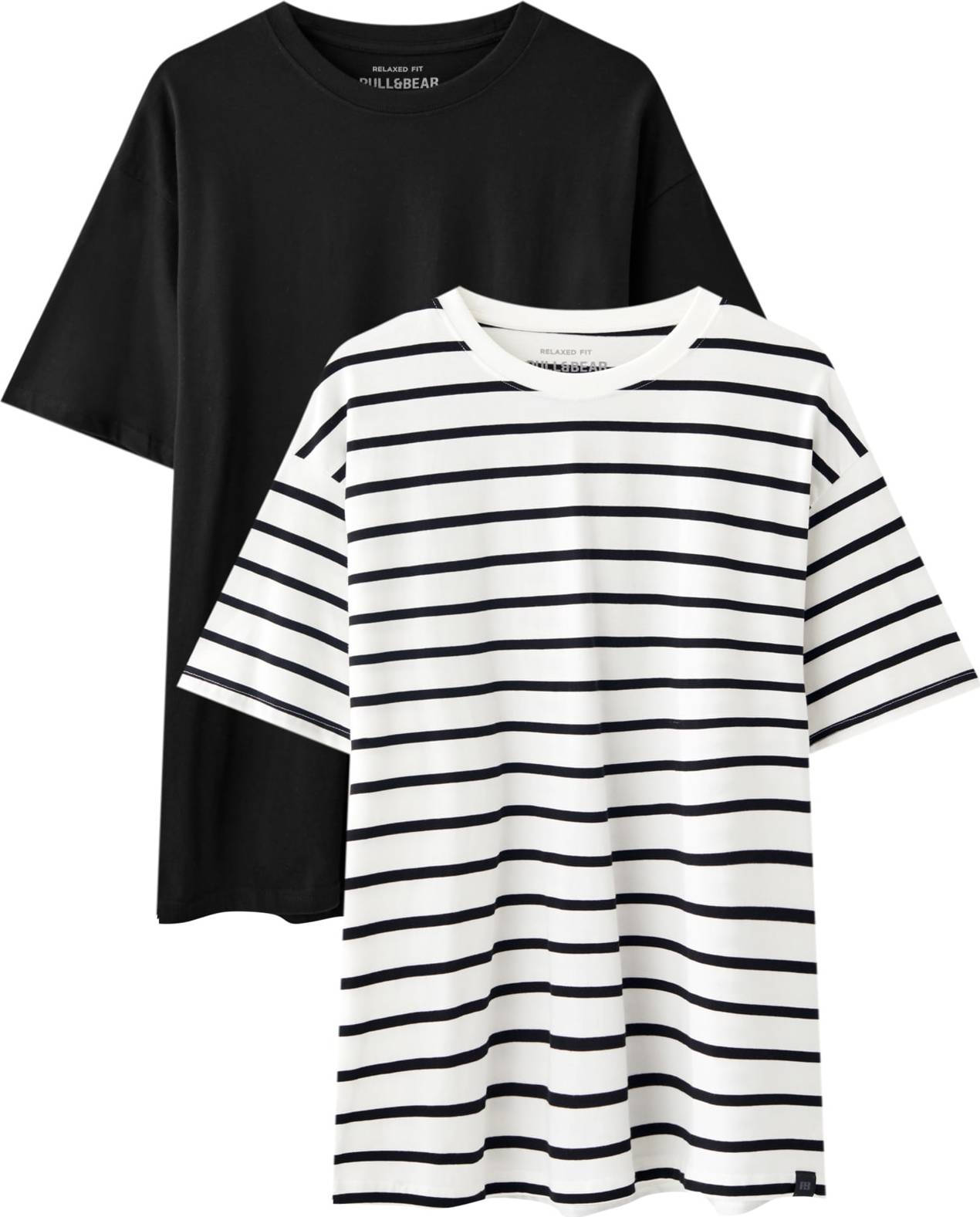 Tričko Pull&Bear černá / bílá