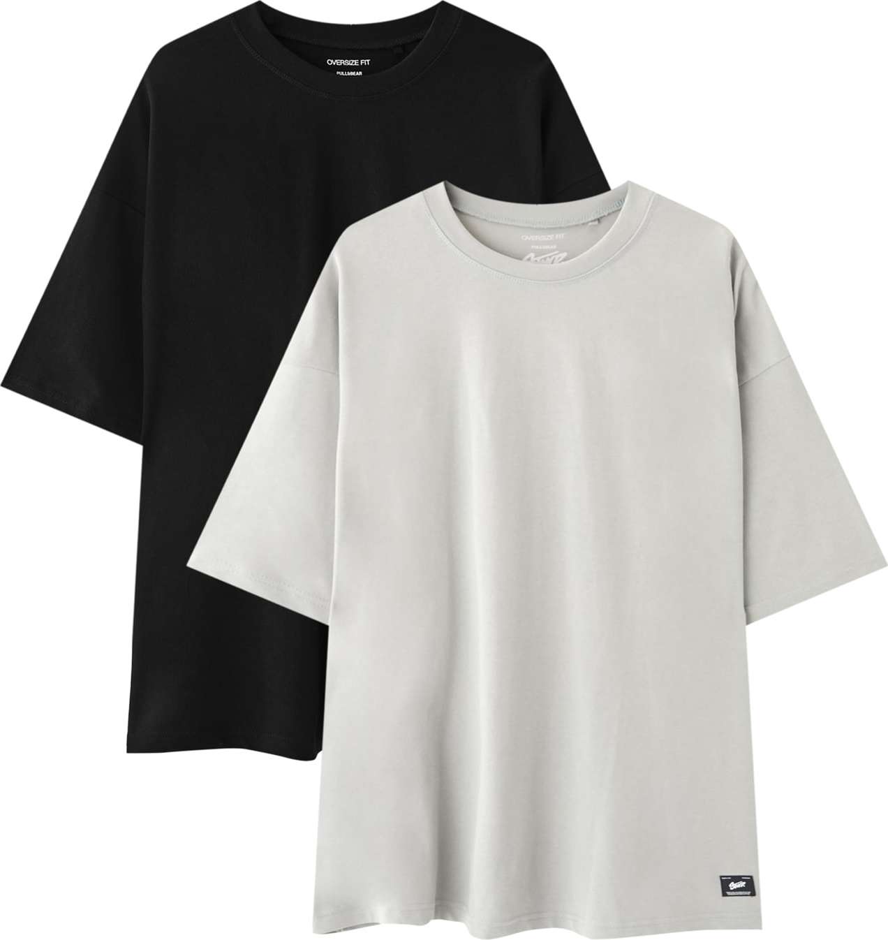 Tričko Pull&Bear světle šedá / černá