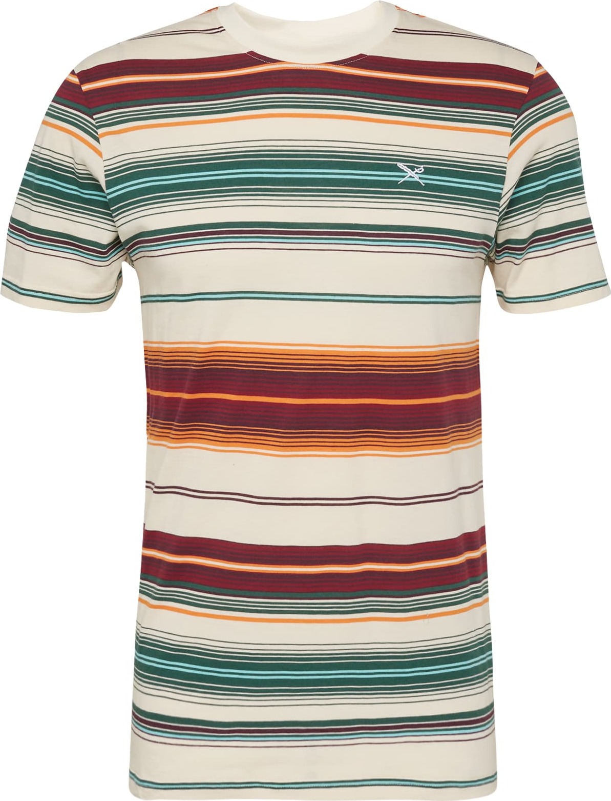 Tričko 'Santo' Iriedaily béžová / zelená / oranžová