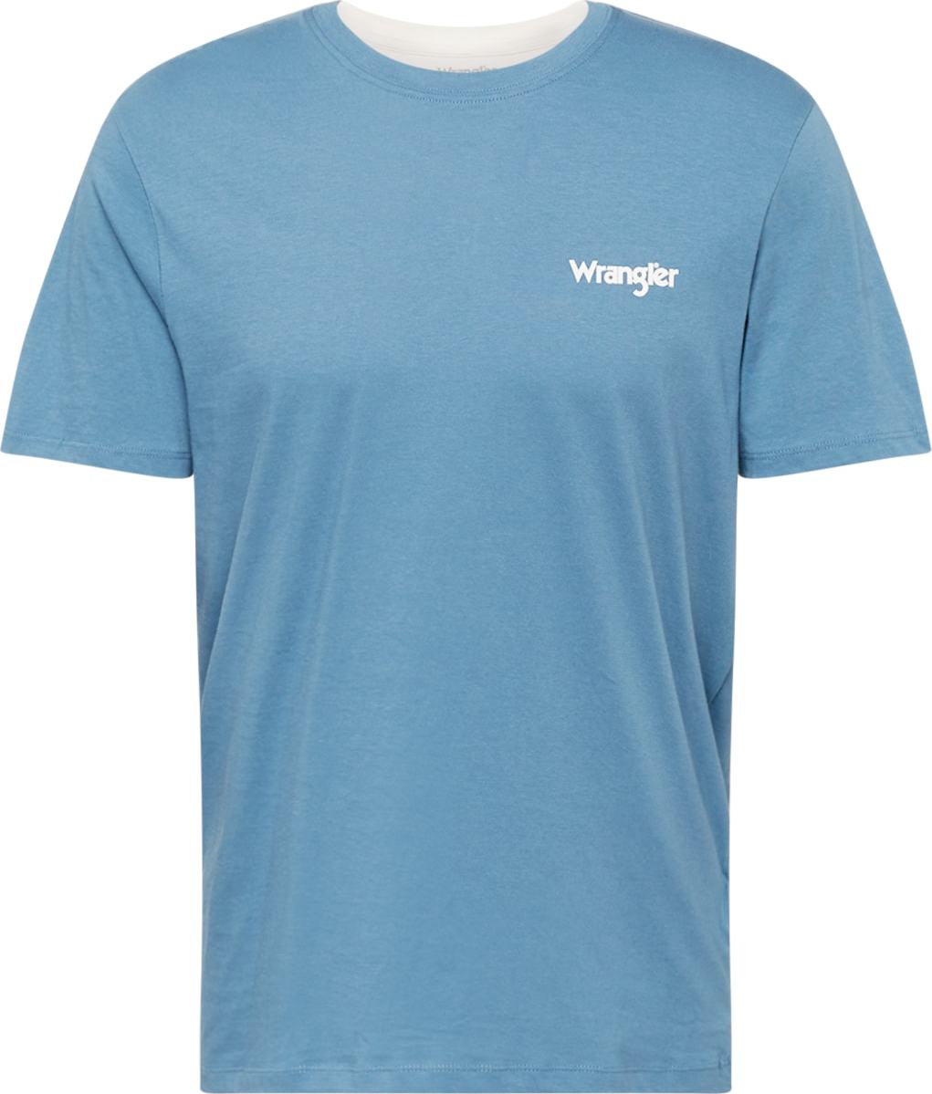 Tričko Wrangler kouřově modrá / bílá