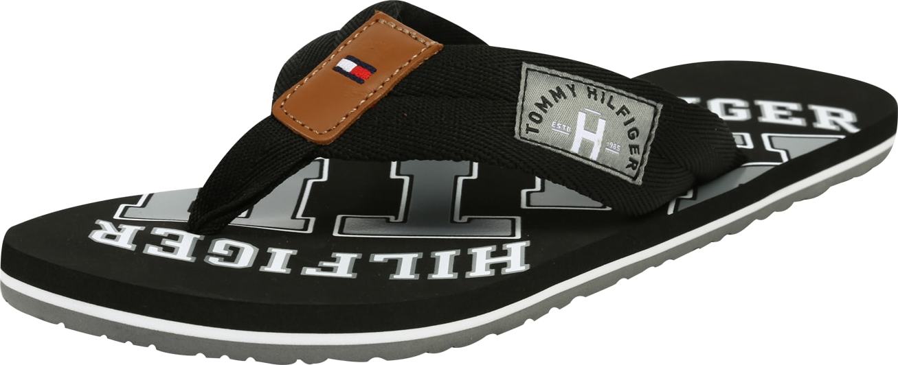 Žabky Tommy Hilfiger hnědá / šedá / černá / bílá