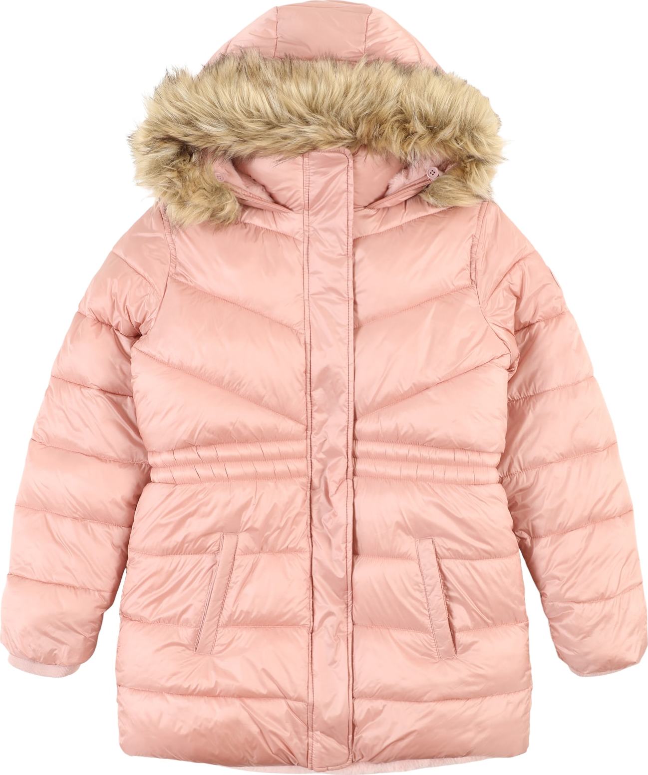 Zimní bunda Abercrombie & Fitch pastelově růžová