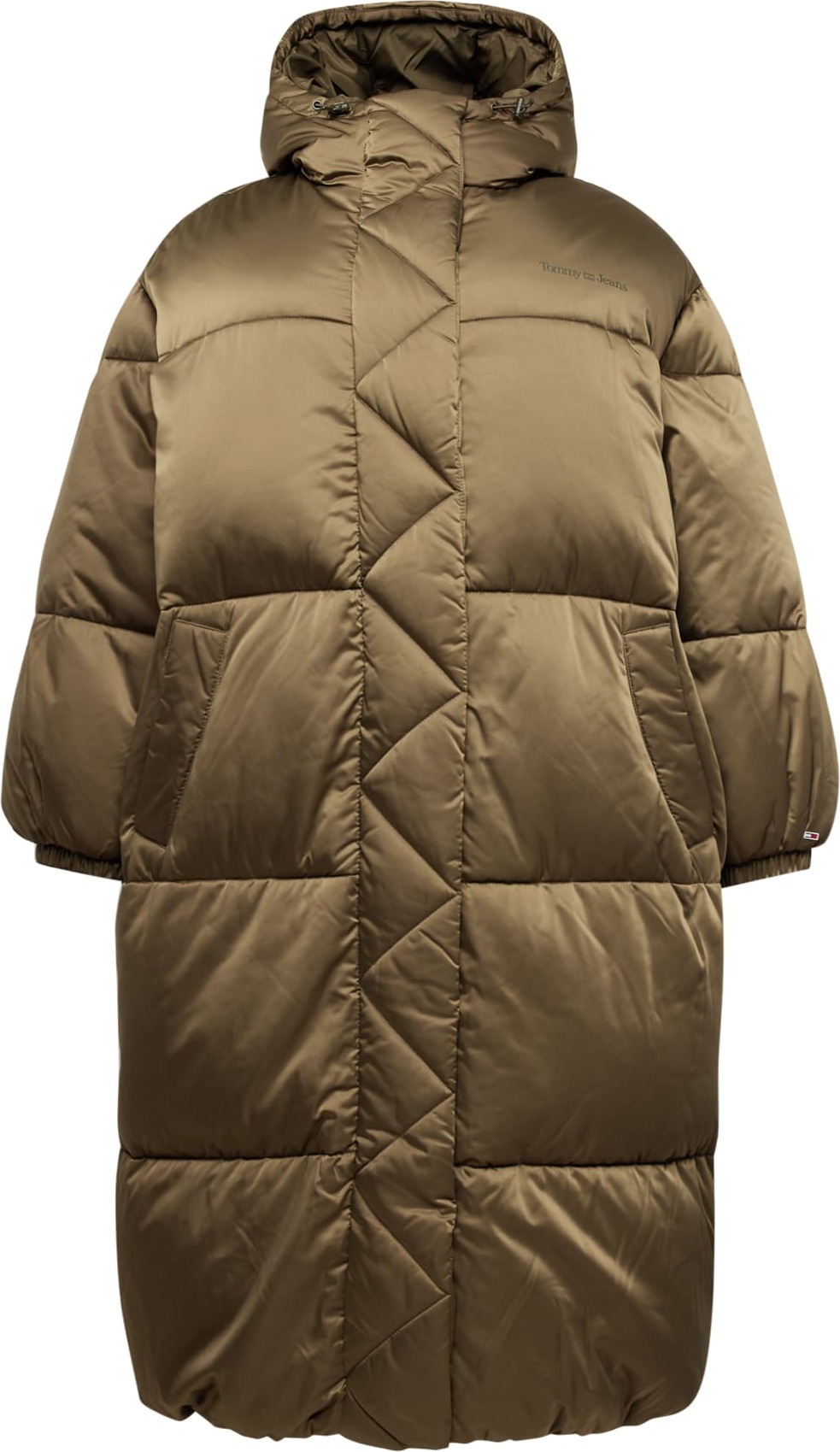 Zimní kabát Tommy Jeans Curve olivová